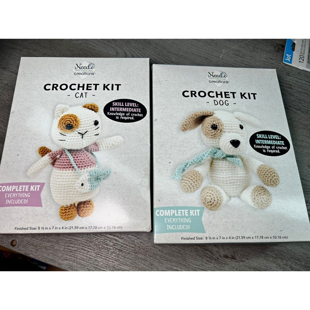Needle Creations Crochet Kit Cat & Dog, 2 Kits Complete Set